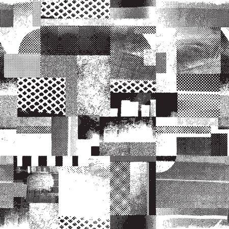 Vector grunge abstract seamless halftone patternのイラスト素材