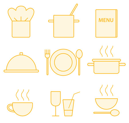 Restaurant vector icons set.のイラスト素材