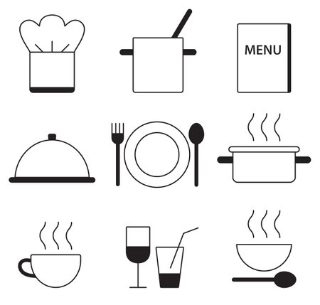 Restaurant vector icons set.のイラスト素材