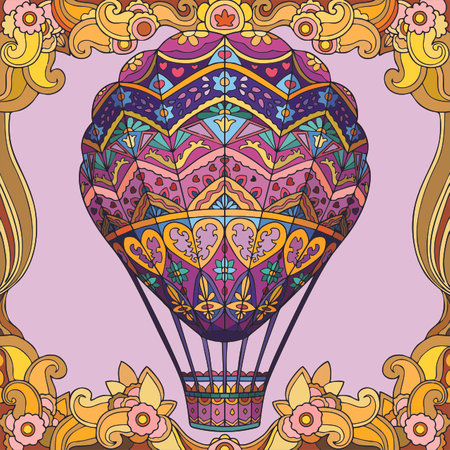 Vector illustration of a very nice hot air balloonのイラスト素材
