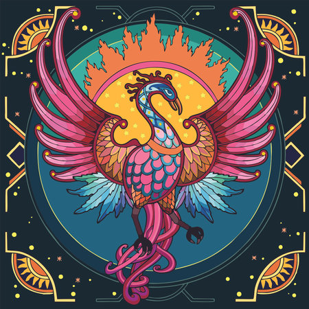 Vector illustration of a bird flapping its wingsのイラスト素材