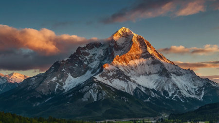 Matterhorn mountain in the morning, Zermatt, Switzerlandの写真素材