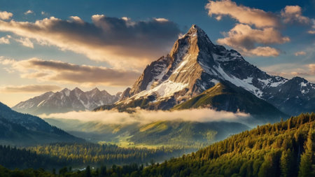 Matterhorn in the morning, Switzerland. Panoramic viewの写真素材