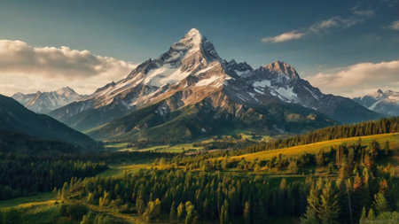 Beautiful alpine panoramic view of Mount Matterhorn.の写真素材