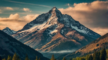 Matterhorn mountain peak in Alps, Switzerland. Beautiful panoramic view.の写真素材