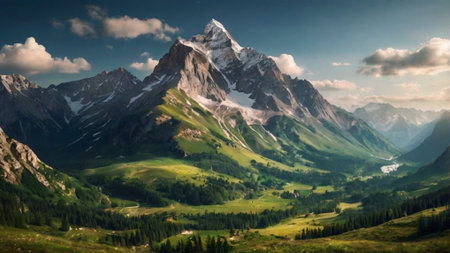Panoramic view of Mount Matterhorn, Zermatt, Switzerlandの写真素材