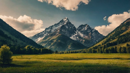 Beautiful mountain landscape in the summertime. Caucasus, Russia.の写真素材