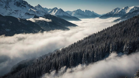 Winter in the swiss alpsの写真素材