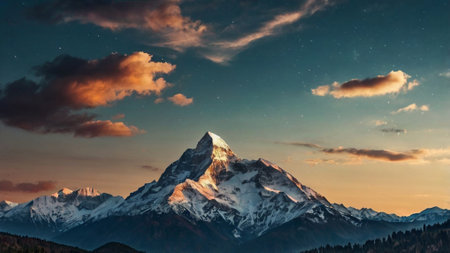 Matterhorn at sunset. View from Zermatt, Switzerlandの写真素材