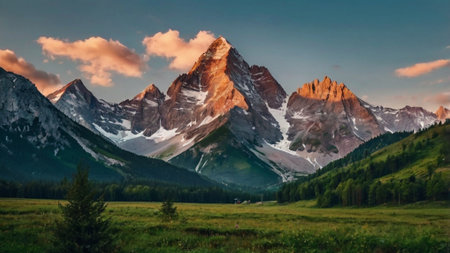 Panoramic view of Mount Fitz Roy in the morning.