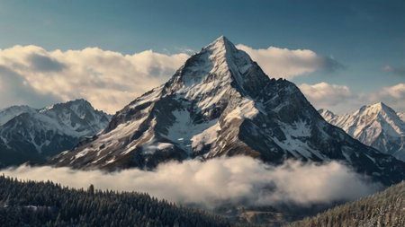 panoramic view of the Matterhorn in the clouds, Zermatt, Switzerland