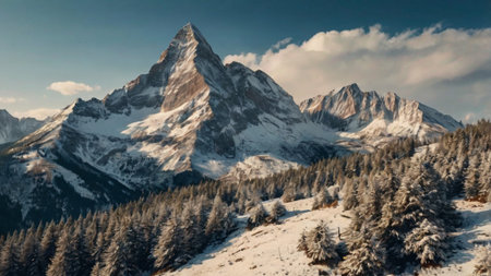 Panoramic view of the Matterhorn peak in Zermatt, Switzerlandの写真素材