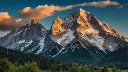 Mountain landscape at sunset, Europe.の写真素材