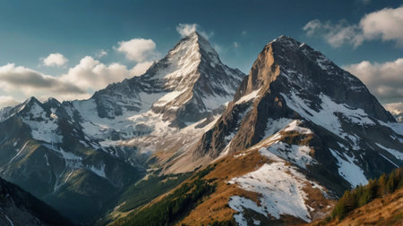 panoramic view of mount Matterhorn in Zermatt, Switzerlandの写真素材