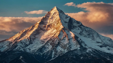 mountain peak at sunsetの写真素材