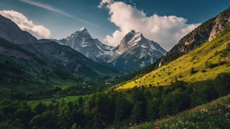 Panoramic view of the mountainsの写真素材