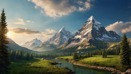 Beautiful panorama of mount Matterhorn at sunrise, Zermatt, Switzerlandの写真素材