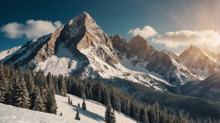 Beautiful winter landscape in the mountains, Italy.の写真素材