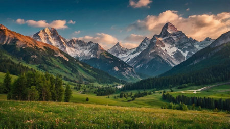 panoramic view of the mountainsの写真素材