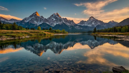 The Grand Teton National Park, Wyoming, United States of Americaの写真素材