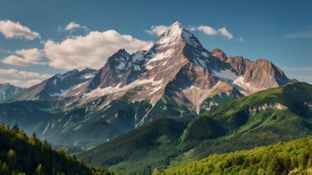 Panoramic view of Mount Matterhorn in Zermatt, Switzerlandの写真素材