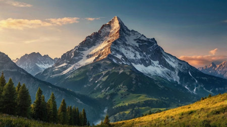 Panoramic view of Matterhorn peak in Zermatt, Switzerlandの写真素材