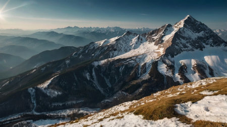 Panoramic view of snow-capped mountains in the Alps