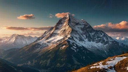 Panoramic view of Matterhorn in Zermatt, Switzerlandの写真素材