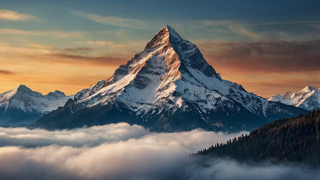 Matterhorn peak at sunrise, Zermatt, Switzerland.の写真素材