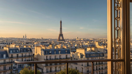 View of the Eiffel Tower from the Montmartre, Paris, Franceの写真素材