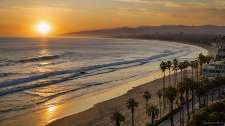 Sunset on the beach in Laguna Beach, California, USA
