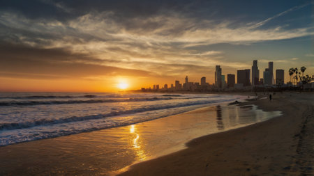 Downtown San Diego skyline at sunset, California, United States.の写真素材