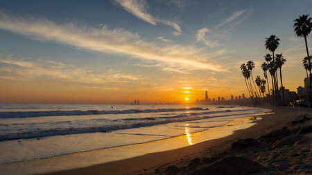 Beautiful sunset over the beach.の写真素材