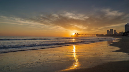 Sunset on the beachの写真素材