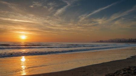 Beautiful sunset on the beach. Nature composition. Landscape.の写真素材