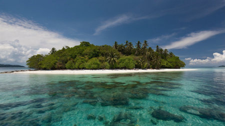 Tropical island at Seychelles - nature and travel background