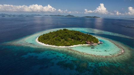 Aerial view of a small island.の写真素材