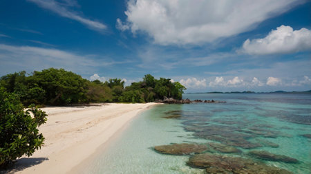 tropical beach with white sand and turquoise water in summer