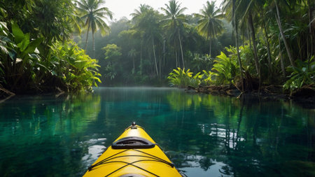 Canoeing in the tropical rainforest, Khao Lak, Thailand
