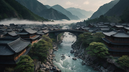 Shirakawa-go, the old town of Kyoto, Japanの写真素材