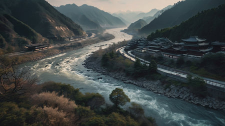 Aerial view of Hengshan, Yunnan, Chinaの写真素材
