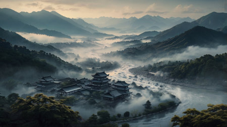 Mountain landscape in Hangzhouの写真素材