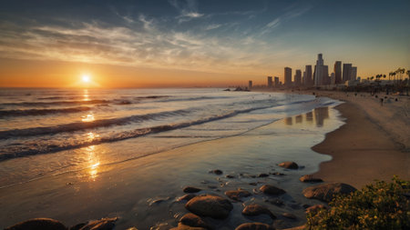 Sunset at the beach in San Diego, California, USA.