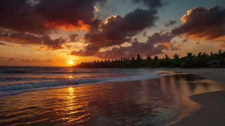 Beautiful sunset at the beach in Punta Cana, Dominican Republic