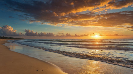 Beautiful sunset on the beach in Sri Lanka. Panorama.