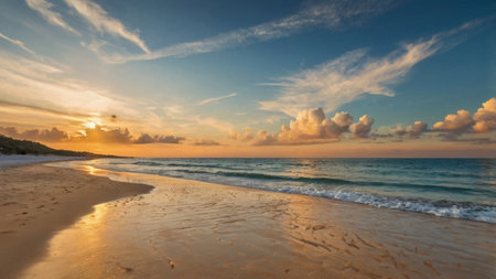 Sunset on the beach of Cayo Largo, Cuba.の写真素材