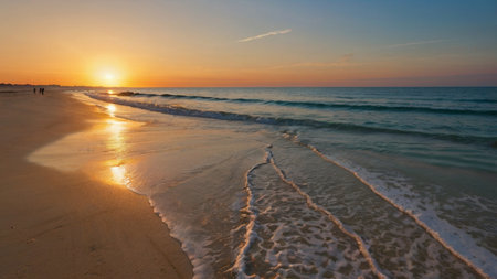Beautiful sunset on the beach in the summer. Landscape.の写真素材