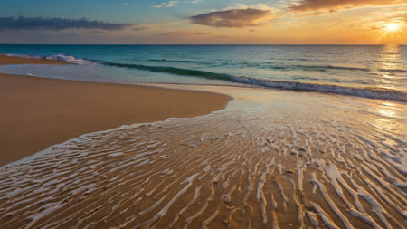 Beautiful sunset on the beach in the tropics. Seascape.の写真素材