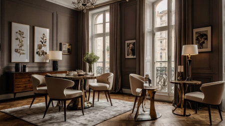 Luxury interior design of a living room in classic style.の写真素材