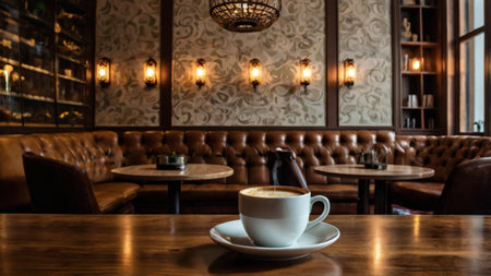 Coffee cup in coffee shop - vintage effect style pictures.